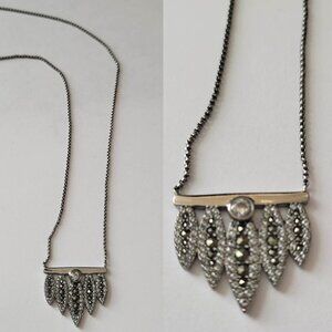 Henri Bendel Tribal Feather Pendant - Hematite